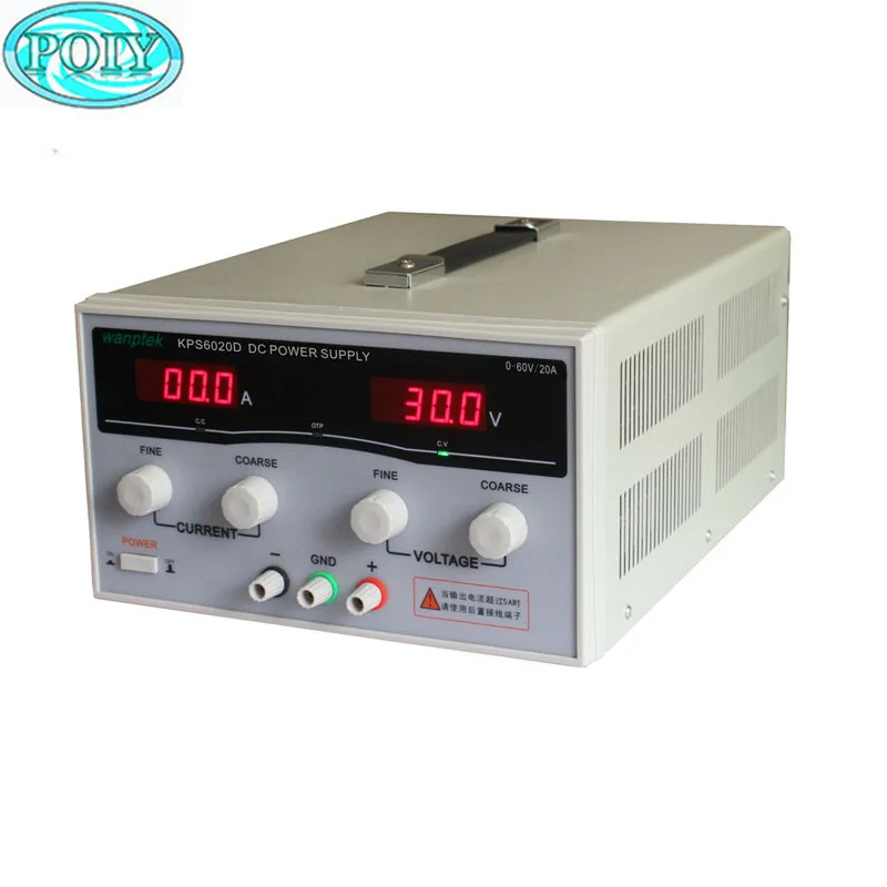 KPS6020D Высокоточный высокомощный регулируемый светодиодный импульсный источник питания с двойным дисплеем 220V EU 60 V/20A