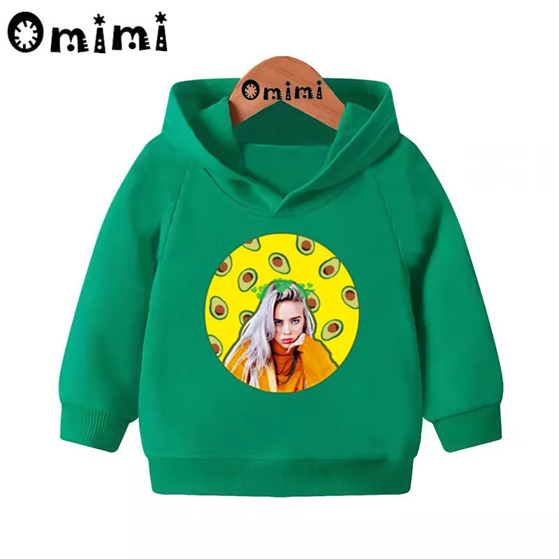 Детские толстовки Billie Eilish в стиле хип-хоп; Детские повседневные толстовки с капюшоном; пуловер для малышей; топы для девочек и мальчиков; осенняя одежда; KMT4545
