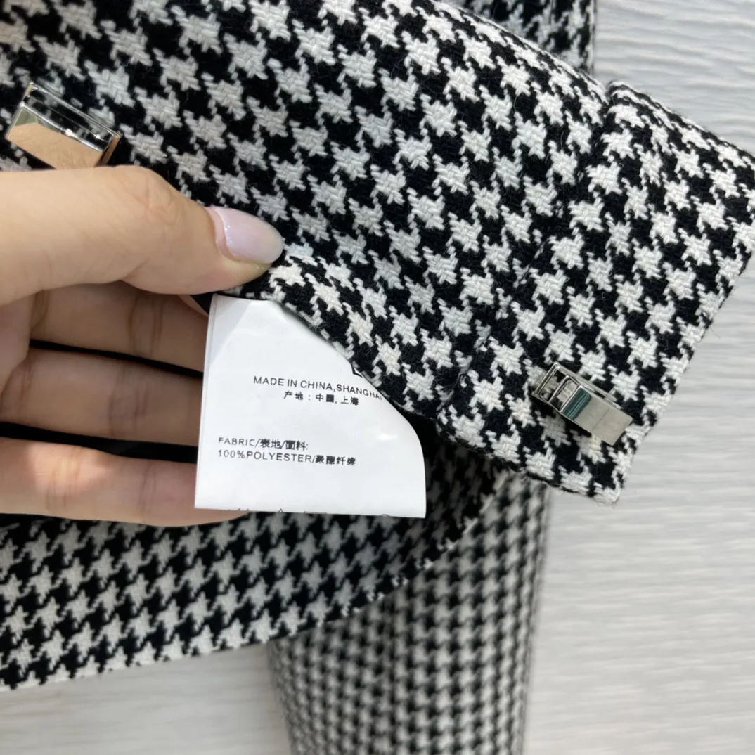 

Fashion Houndstonch Jacket for Women Autumn 2021 Luxury Brand Lapel Long Sleeve Short Jacket Top Quality 3D Cut Slim Jacket Coat