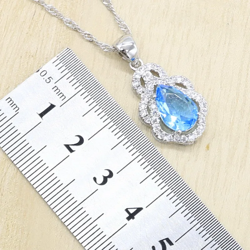 Небесно Голубой Кристалл серебряного цвета набор украшений для женщин с