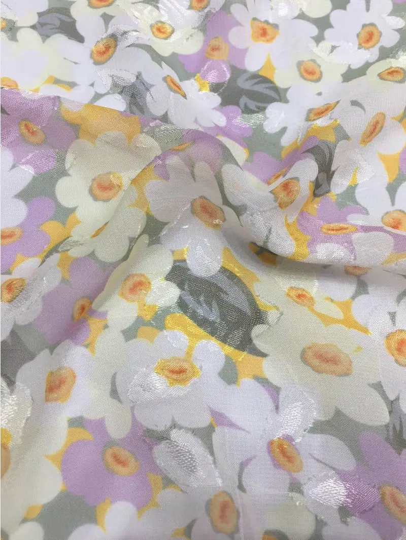 

French Sweet Gentle Style Little Daisy Salty Sweet First Love Floral Square Collar Chiffon Dress for Women Summer