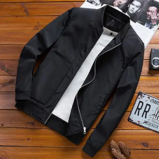 

Men's baseball collar solid color slim coat casual jacket