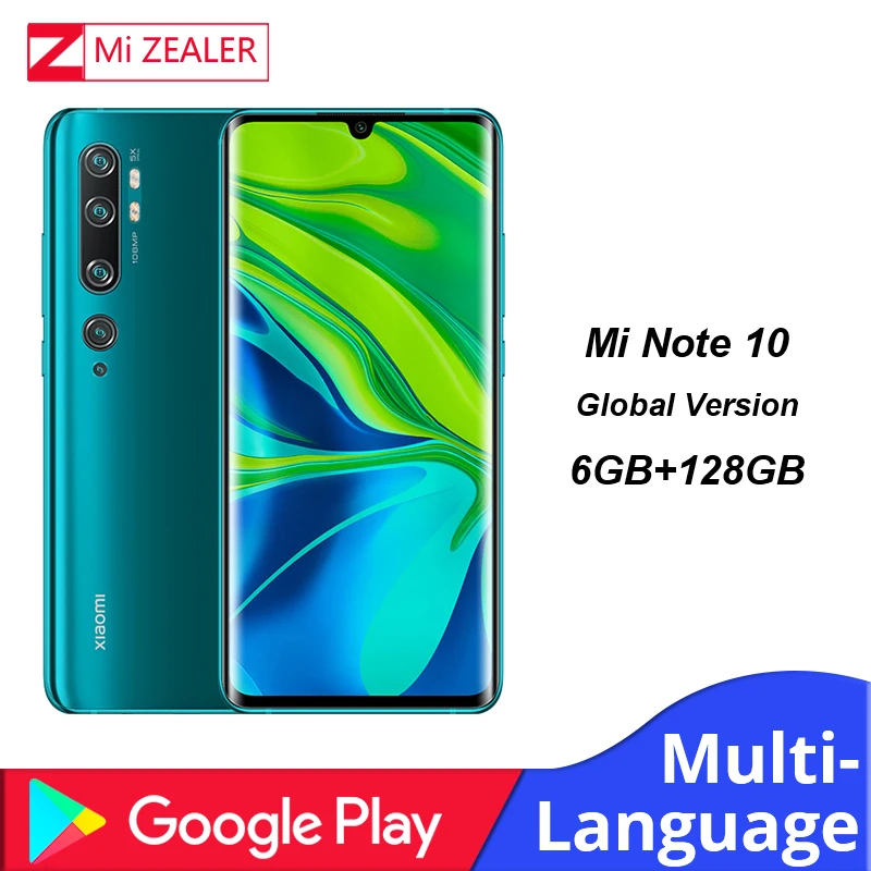Глобальная версия Xiaomi Mi Note 10 смартфон 6 ГБ ОЗУ + 128 Гб ПЗУ 5260 МП пента камера мАч