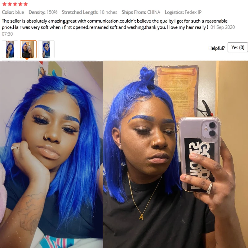 

Blue Red Short Bob Straight Lace Part Wigs Human Hair Wigs For Women 180% Straight Brazilian Remy Red Blue 13X2 T Part Lace Wigs