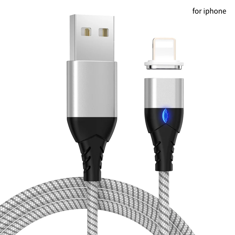 1m sliver iphone Tongyinhai Micro USB кабель Магнитный USB C Тип быстрой зарядки шнур для передачи данных для huawei 3A быстрое зарядное устройство магнитный разъем - Цвет: 1m sliver iphone