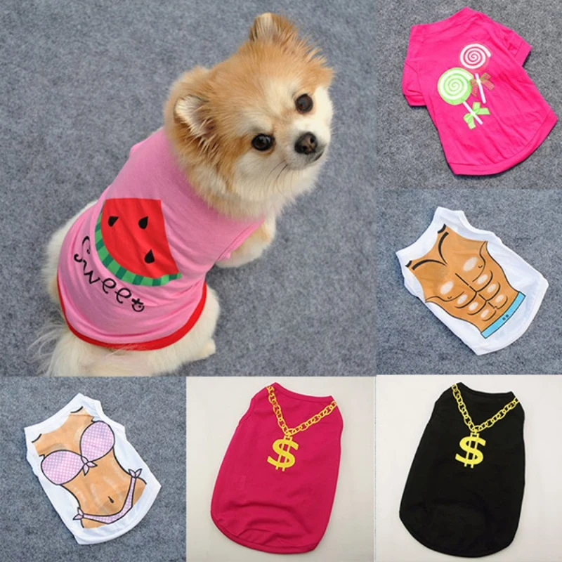Домашние питомцы собаки кошки летняя одежда бикини для щенка маленькая футболка