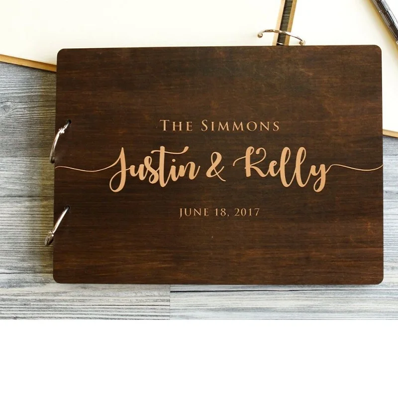 

Personalized Wedding Guest Book, Custom Wedding Guestbook Album, Wooden Guest Book, Rustic Gift Wedding Guest Book