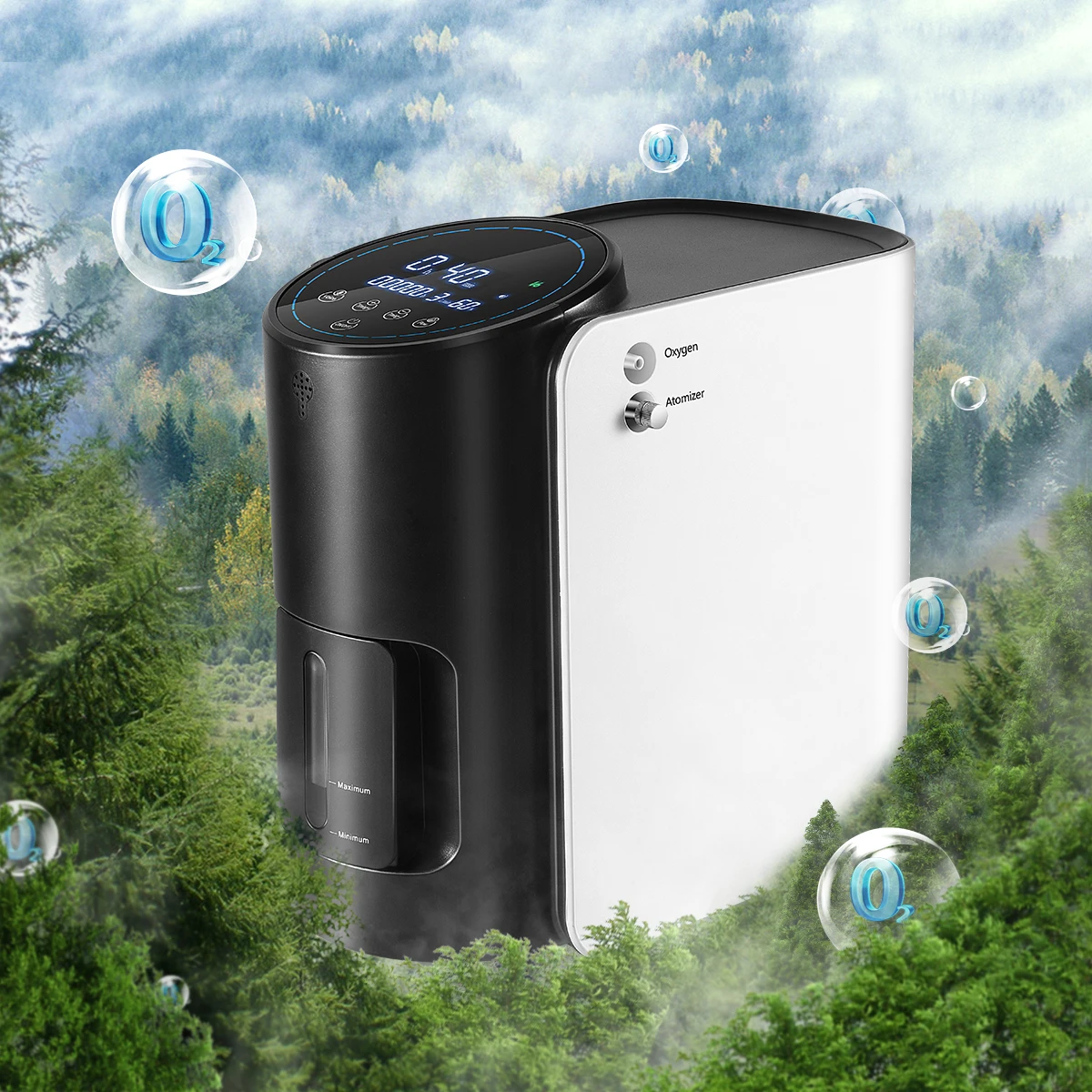 

US Stock 1-7/min Adjustable Home Atomization For Elderly Pregnant Mini Oxygen Generator Machine Oxygen Concentrator Air Purifier