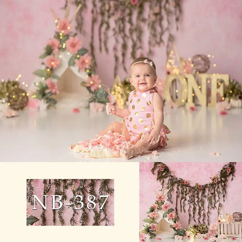 

Photography Backdrop Newborn Baby Flowers one year Birthday Party Background Children Backdrops Photo Studio Props