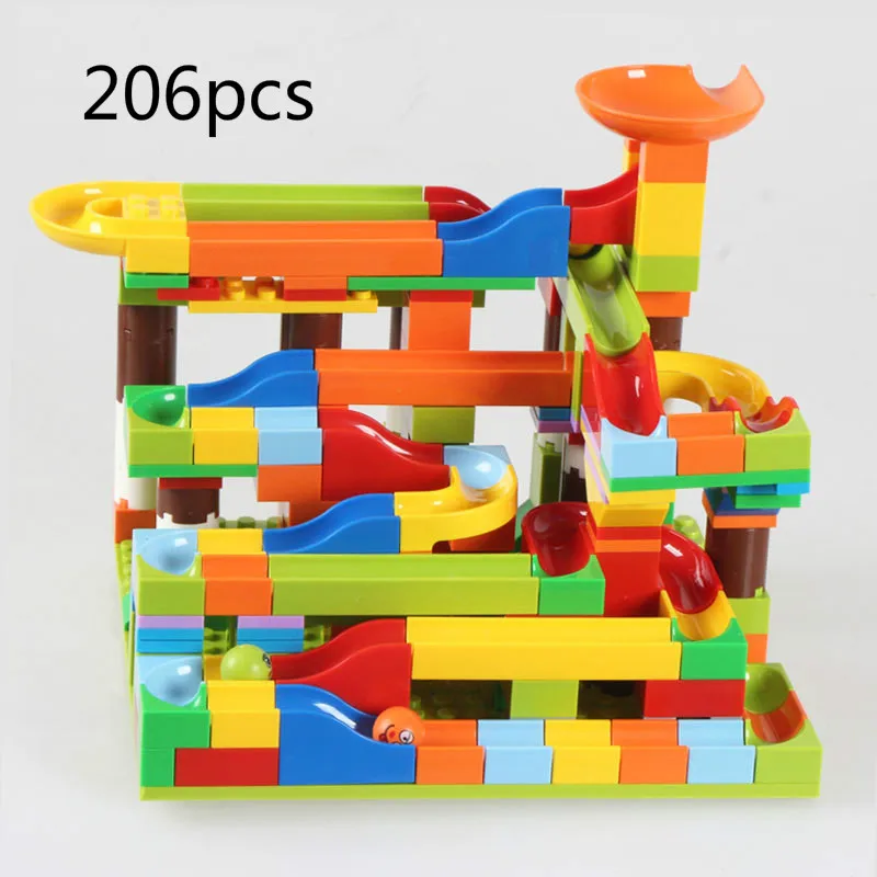 206pcs 125-206 шт Запуск блок строительные блоки Воронка слайды блоки DIY кирпичики игрушки подарок для детей - Цвет: 206pcs
