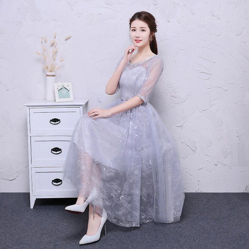 Серый цвет бордовый платье подружки невесты детское для Свадебная вечеринка