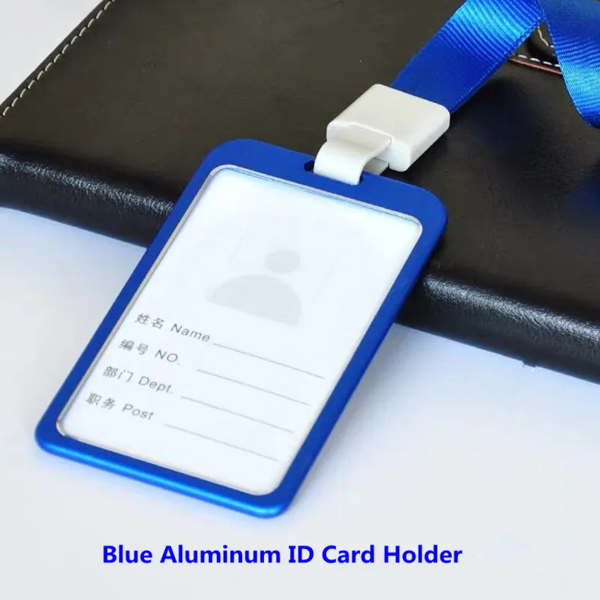 Blue-vertical Качественный алюминиевый рабочий ID держатель для карт, шейный ремешок, id держатель, цена, держатель для пропуска - Цвет: Blue-vertical