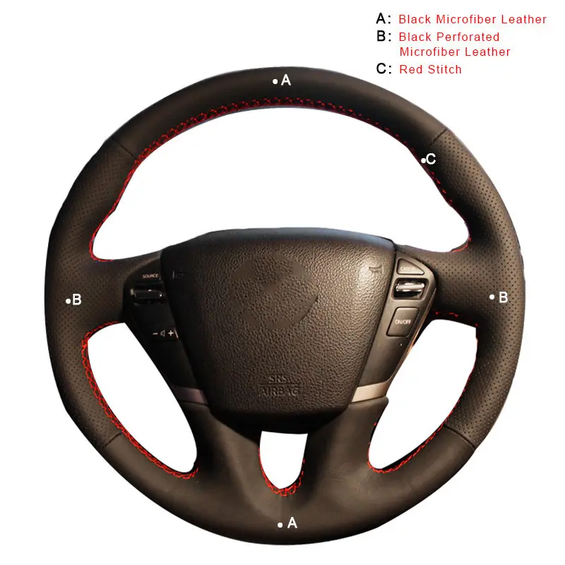 Microfiber Leather Оплетка автомобиля на руле Крышка для Nissan Teana 2008-2012 Мурано 2009- Quest 2011- DIY интерьер Авто-Стайлинг - Название цвета: Microfiber Leather
