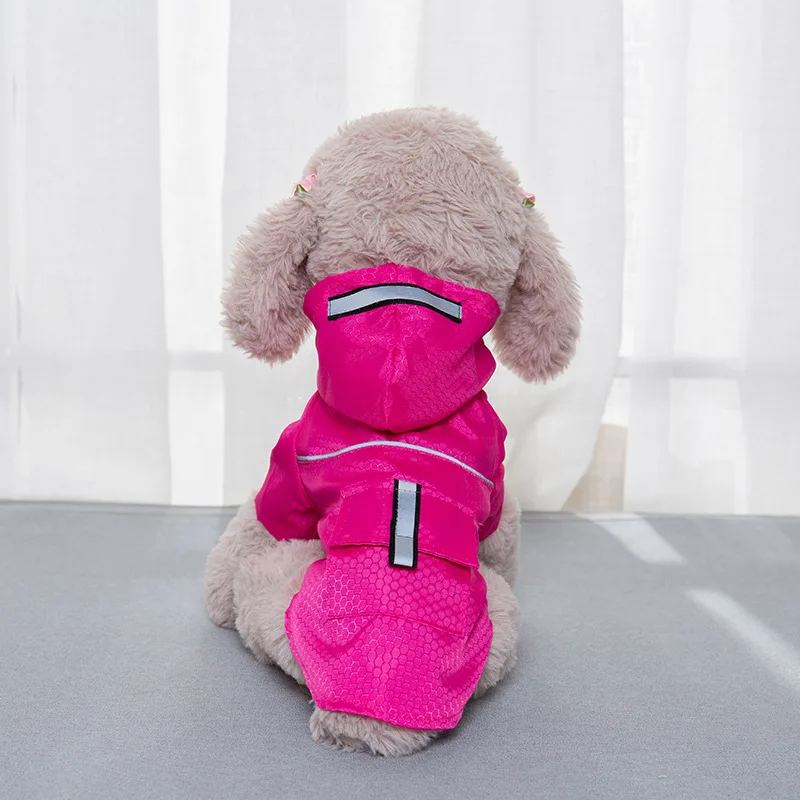 

Pets Clothes Hooded Raincoats Reflective Strip Dogs Rain Coats Waterproof Outdoor Breathable Net Yarn Jackets with Pockets