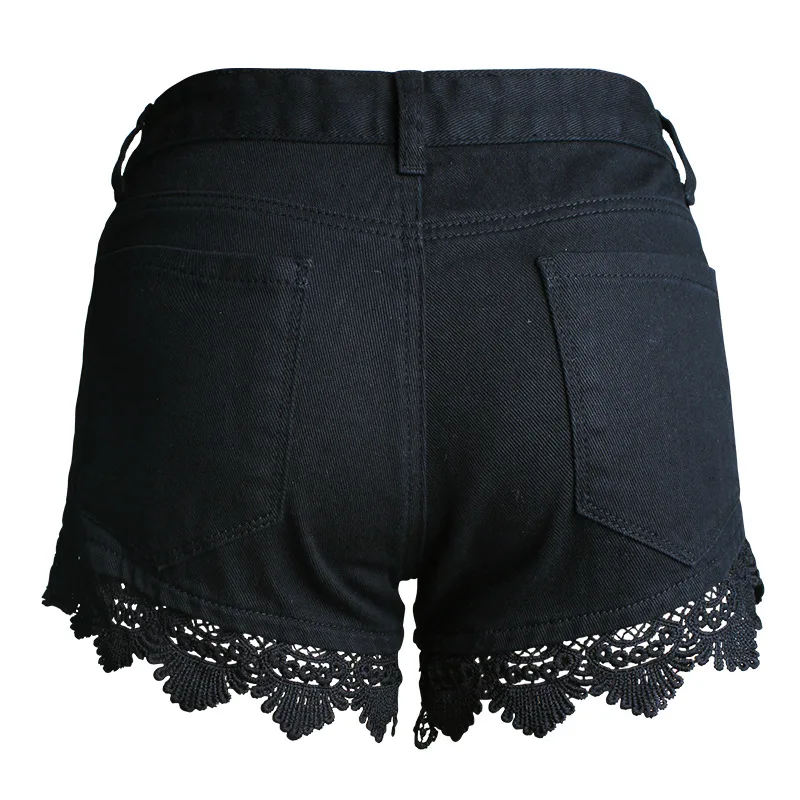 

Lace hook flower hollow show thin shorts hot pants lace stitching Jeans Shorts