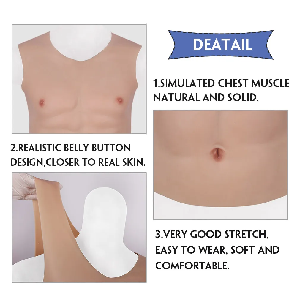 Мужской костюм для косплея Eyung имитирующий мышцы живота мужской нагрудный