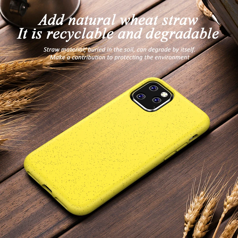

New soft TPU wheat straw eco friendly PLA biodigradable phone case for iphone se 2020