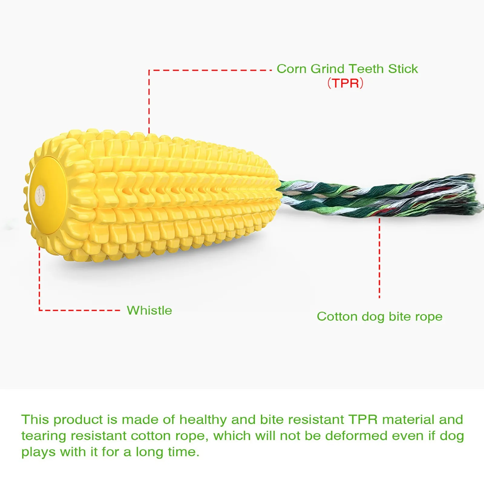 

Corn-shaped Squeaky Dog Toys Puppy Toys Dogs Supplies With Doggy Cotton Rope Pet Tooth Cleaning Tools Pet Molar Rod