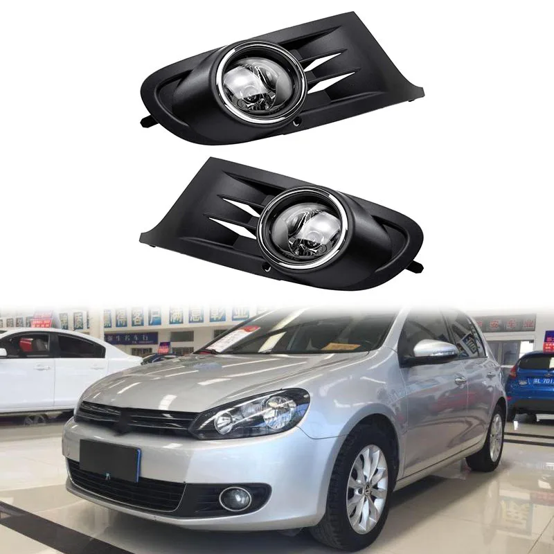 

1 Pair Cear Lens Halogen Fog Lamps Driver Passenger Side Assembly for MK6 Golf/TDI Jetta Sportwagen 2010-2014