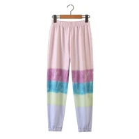 cottton tie dye sweatpants for women casual oversized joggers long pink trousers female sports summer pants