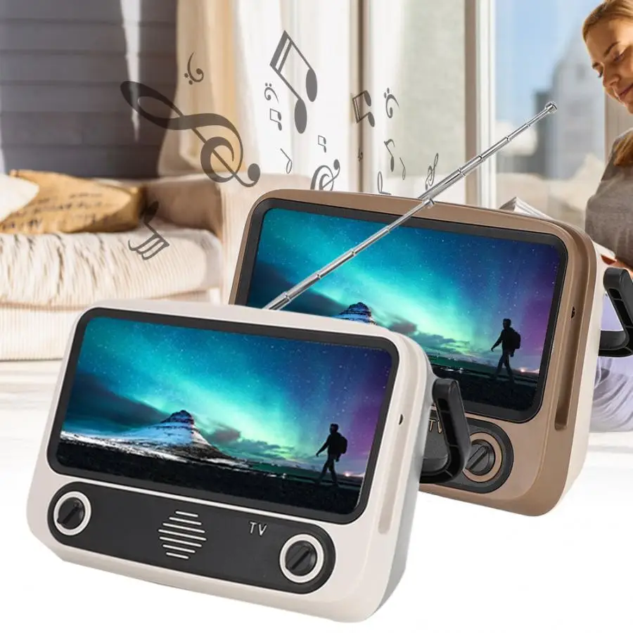 Ретро ТВ стиль Выдвижная антенна дизайн 1200 мАч Bluetooth 5 0 динамик мобильный телефон