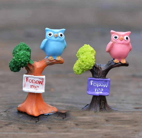1 шт. DIY полимерная Сова и ветка дерева мини-поделки украшения для сада бонсай