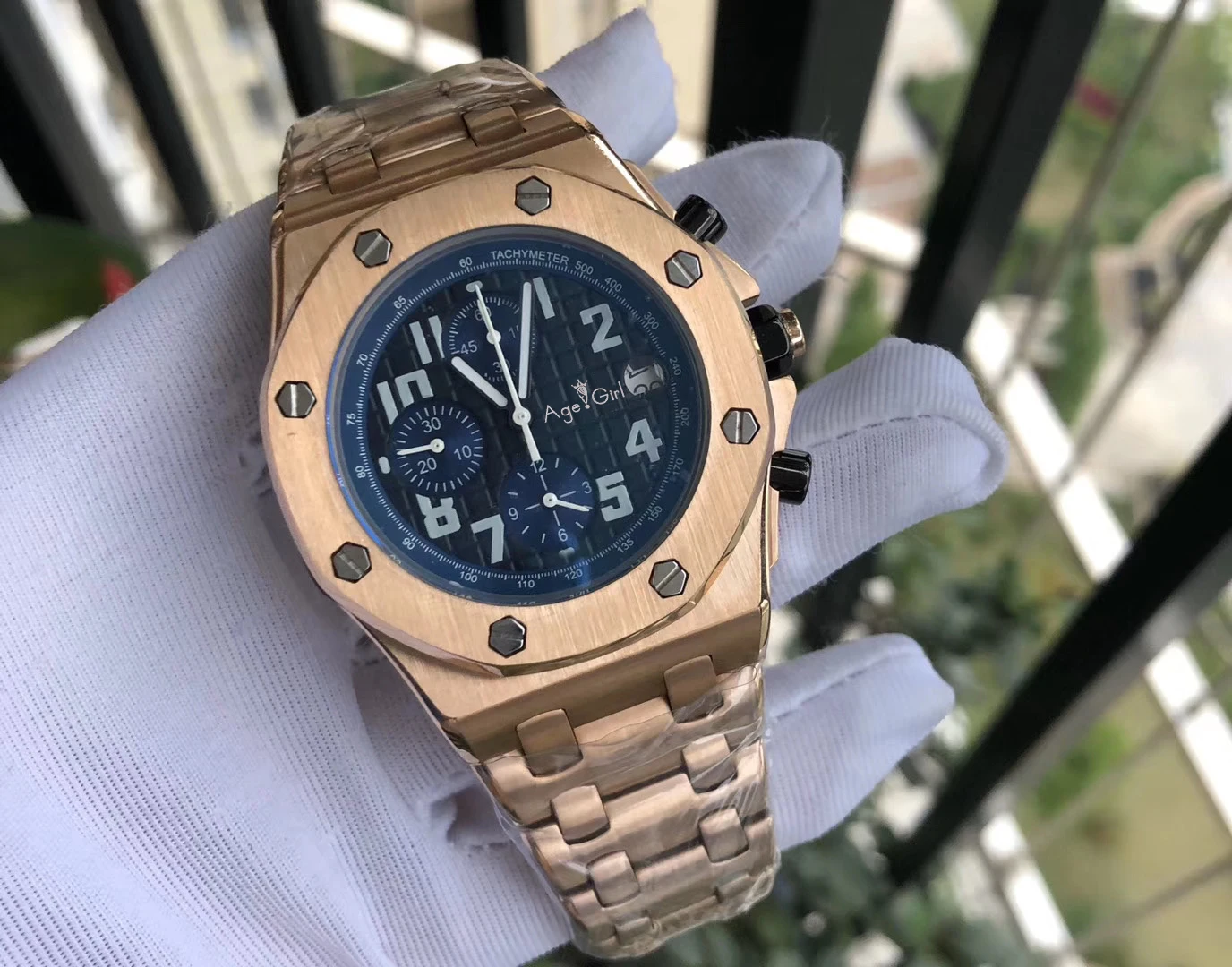 

Luxury Brand New Men Stopwatch Sapphire Oaks Rose Gold Black Blue Quartz Chronograph 904L Stainless Steel Titanium Watch Royal