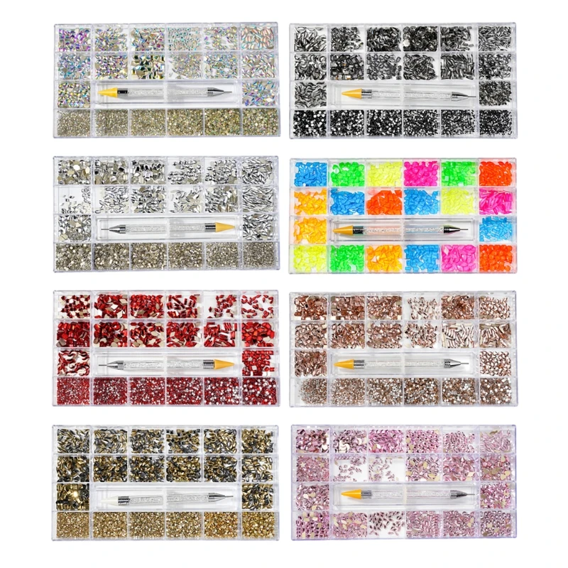 

21 Grids Nail Art Decoration Kit Multi Shapes with Dual-ended Dotting Pen Picker Set for DIY Nails Supplies Accessories K3NE