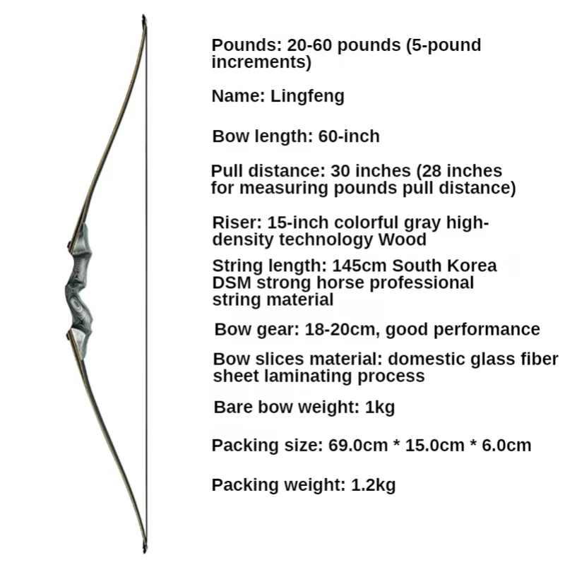 

Black Hunter Longbow Archery Bow 25-60 Pounds Traditional Hunting Bow Bow And Arrow Split Bow And Arrow Optional