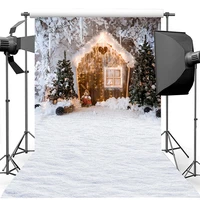 christmas backdrop winter snowflake photo background rabbit wooden house children backgrounds for photo studio