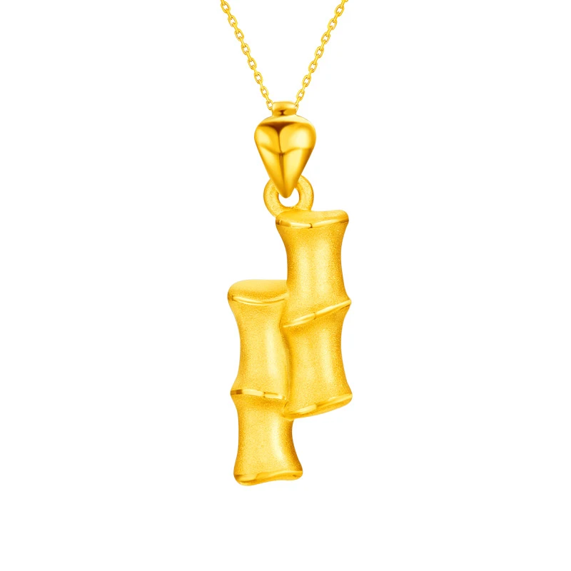 

Pure 24K Yellow Gold Pendant Women 999 Gold Bamboo Necklace Pendant