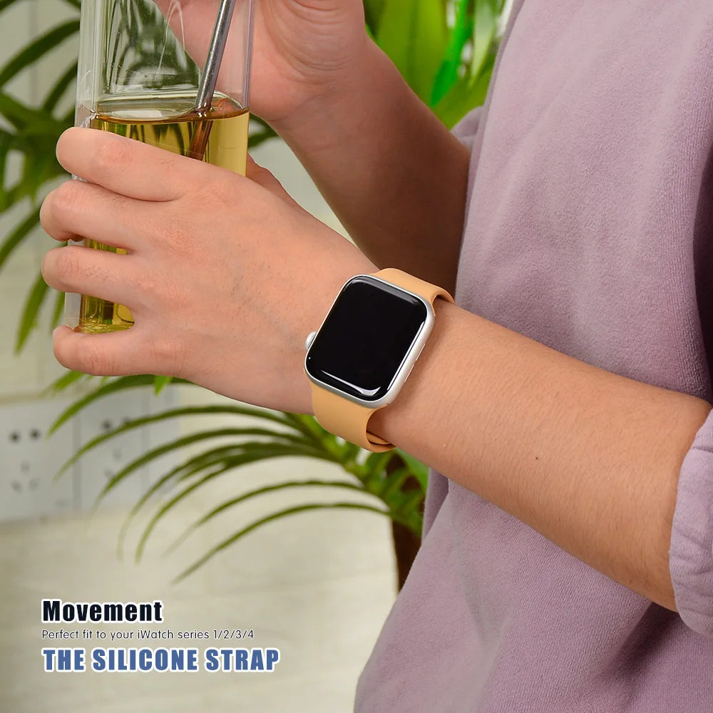 

Soft Silicone Band for Apple Watch 6 Series SE 5 4 3 2 1 44MM 40MM Rubber Watchband Strap for iWatch 4/5 42MM 38MM Bracelet