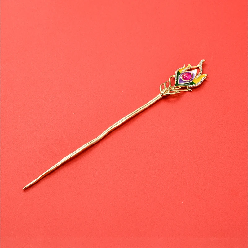 Серебряные палочки для волос с павлиньими перьями 925 Китайская Этническая