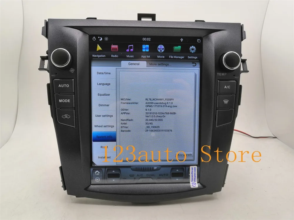 10,4 ''вертикальный Tesla стиль Android 8,1 автомобильный DVD gps плеер для Toyota Corolla 2006 2007 2008 2009 2010 2011 2012 2013 PX6 радио