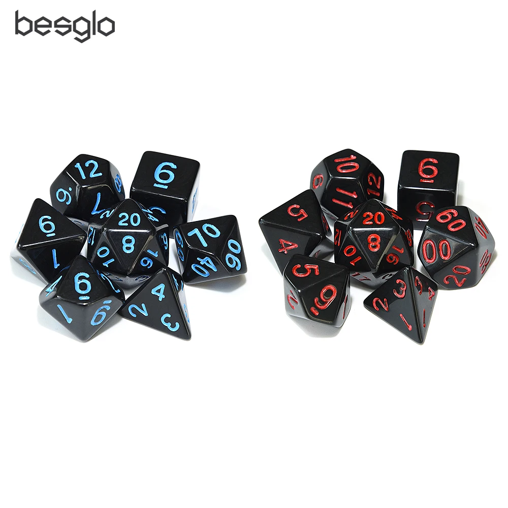 Непрозрачные черные многогранные игральные кости D4 D6 D8 D10 D % D12 D20 для ролевых игр