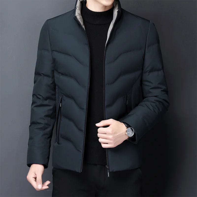 

Мужское короткое пальто на белом утином пуху, зимняя однотонная Повседневная Деловая уличная одежда для путешествий, мужская куртка