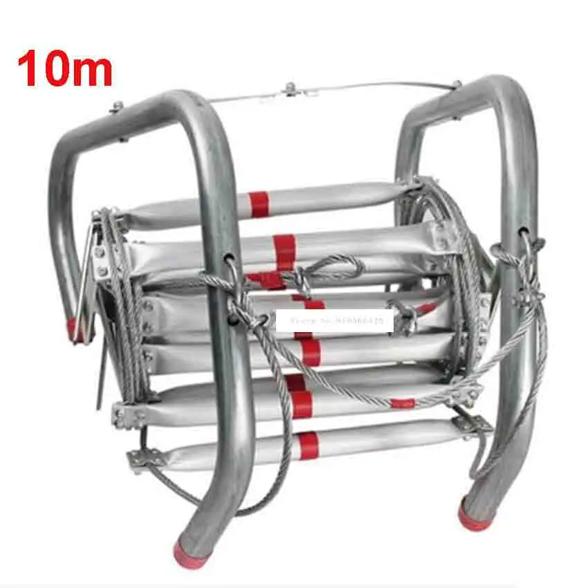 New 10m Folding Soft Ladder Fire Rescue Equipment Escape Ladder Life-saving Ladder Aluminum Alloy Wire Rope Ladder for Climbing
