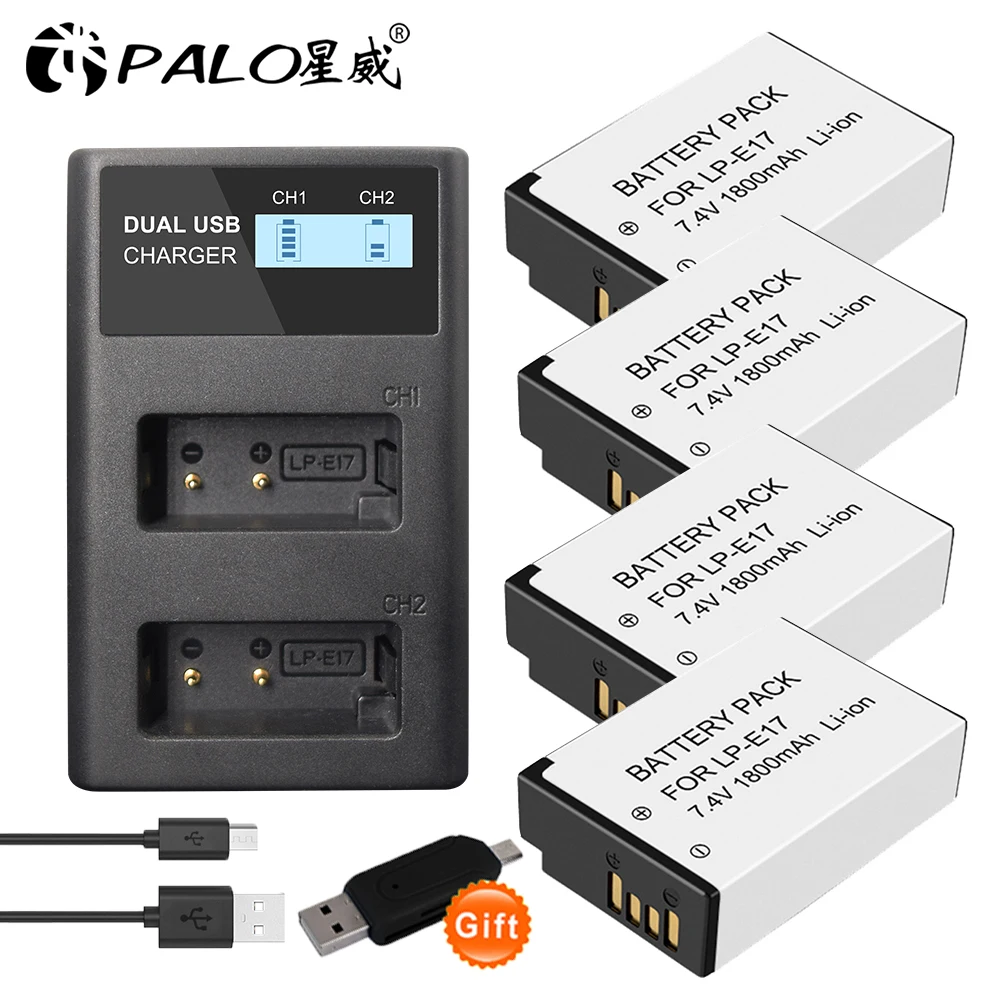 WEIHE LPE17 LP E17 Батарея + ЖК дисплей USB Dual Зарядное устройство для цифровой