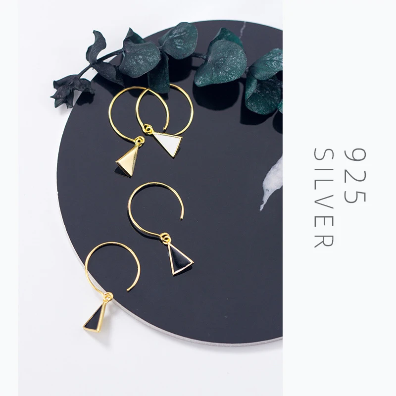 Modian треугольник черный эмалированные серьги подвески для женщин Золотой Цвет