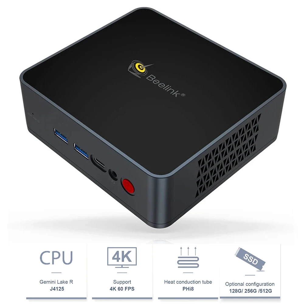 

BEELINK GK55 мини-ПК J4125 ЦП 8 + 128G 5,8G Wifi Bluetooth 4,0 Windows 10 4K 60 FPS HD дисплей умный мини-ПК для дома и офиса