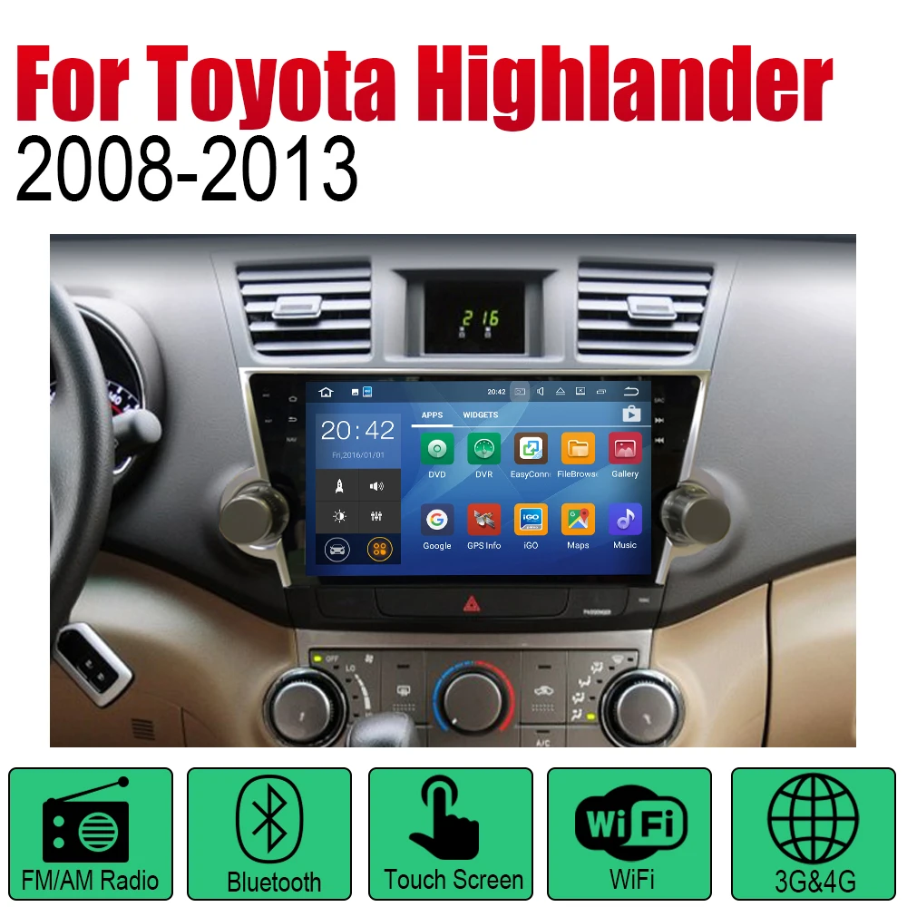 Автомобильный плеер ZaiXi с GPS-навигацией для Toyota Highlander 2008 ~ 2013 Автомобильная
