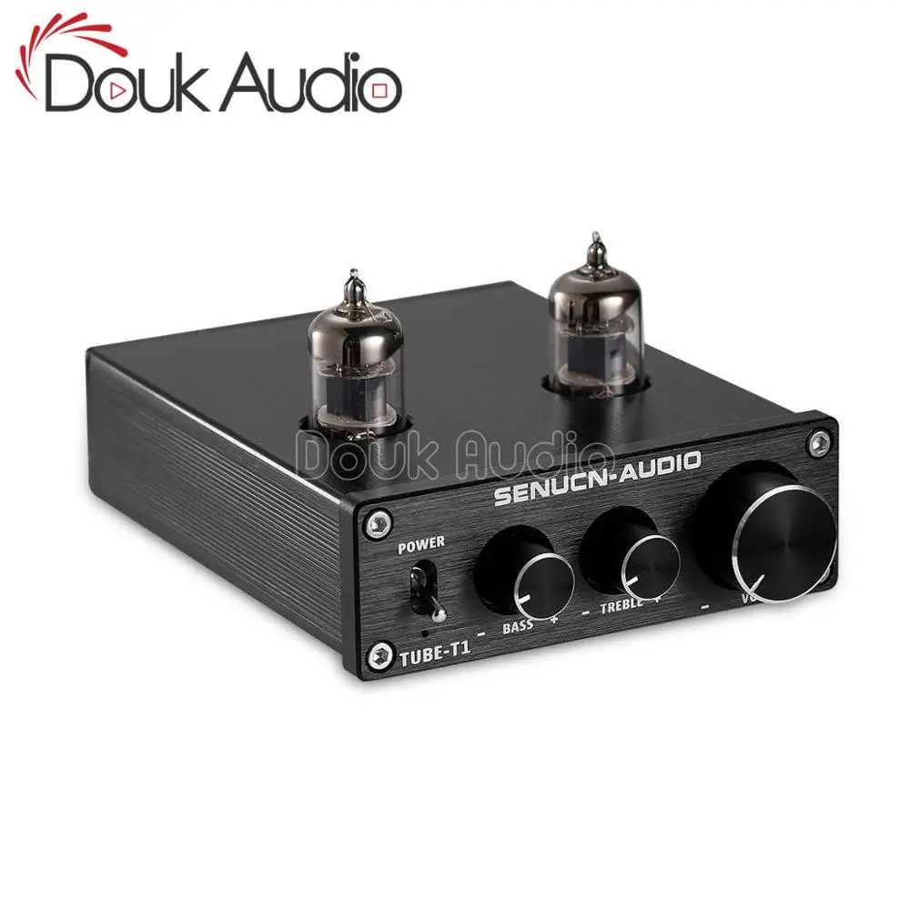 Douk аудио мини HiFi 6J1 вакуумная трубка предусилитель Стерео предусилитель цифровой ВЧ и бас тон управление