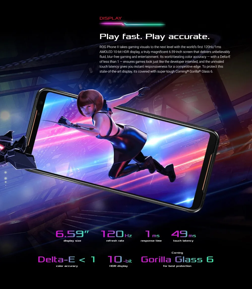 Asus ROG 2 супер игровой телефон ZS660KL мобильный телефон 8G ram 128G rom Snapdragon855+ 6,5" 1080x2340 h 48MP 6000mAh Android 9,0