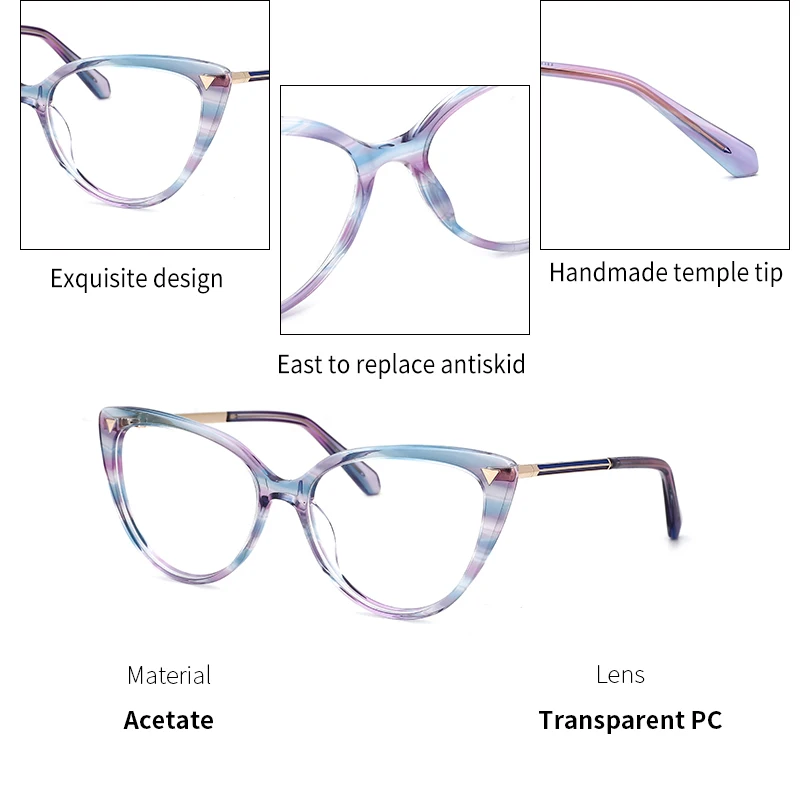 Ацетатные женские оправы Оптические линзы для очков Женские близорукие зелёные