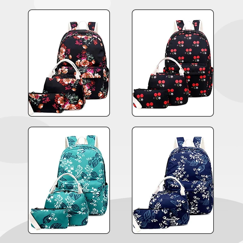 

Комплект из 3 предметов, нейлоновый рюкзак для девочек-подростков, женская сумка с цветочным принтом и ручками, высококачественный маленьки...