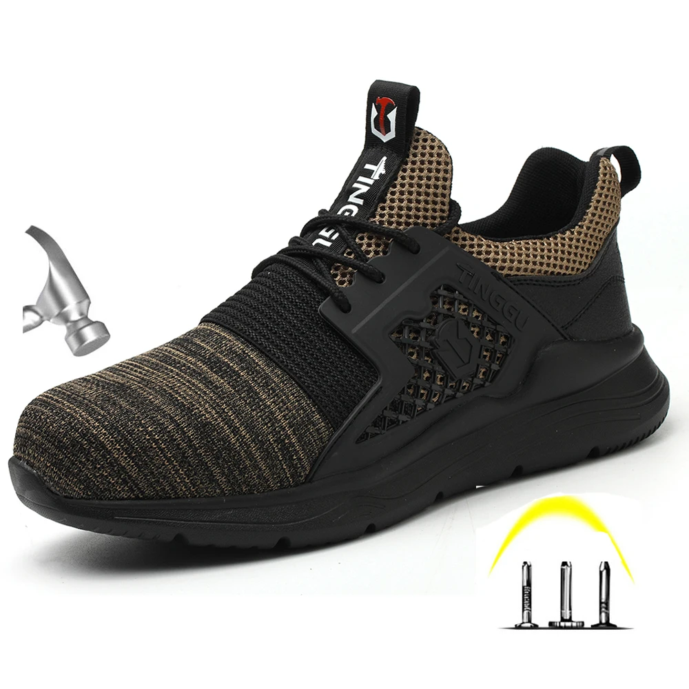 

Men's Outdoor New Steel Toe Anti Smashing Protective Work Shoes Men Puncture Proof Work Shoes Men Sneakers