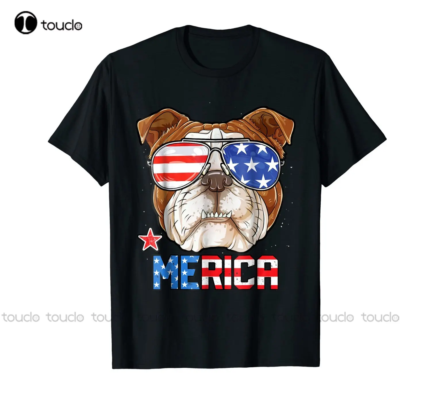 

New Brand O Neck Short Sleeves Boy Cotton Men English Bulldog Merica 4Th Of July T Shirt Boys Dog Puppy Customized T-Shirts