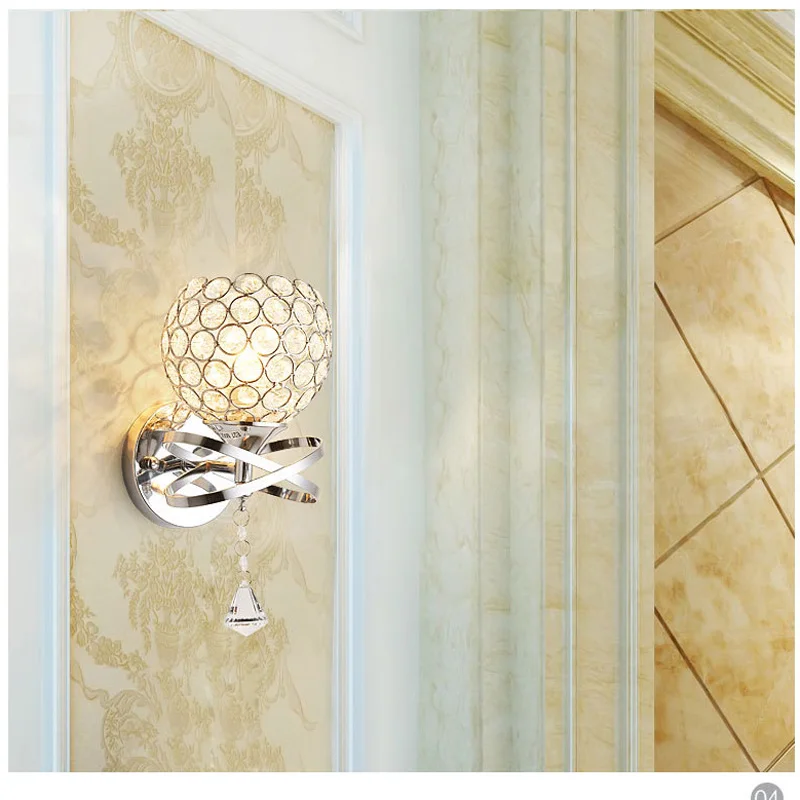 Gold Silver Crystal Wall Lights Simple Creative Bedside Lamp Living Room Indoor Sconce Lighting | Лампы и освещение