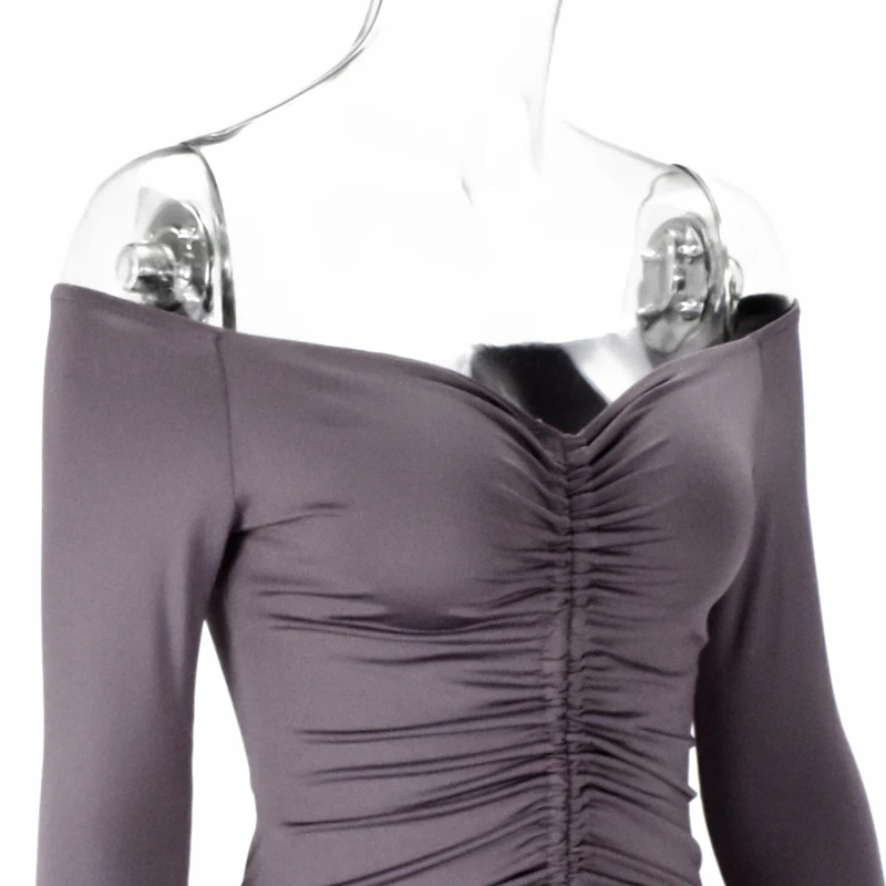 Невозьму 2 слоя осеннее платье Для женщин с открытыми плечами Drawstring Ruched Bodycon платье женские вечерние Клубные пикантные зимнее платье