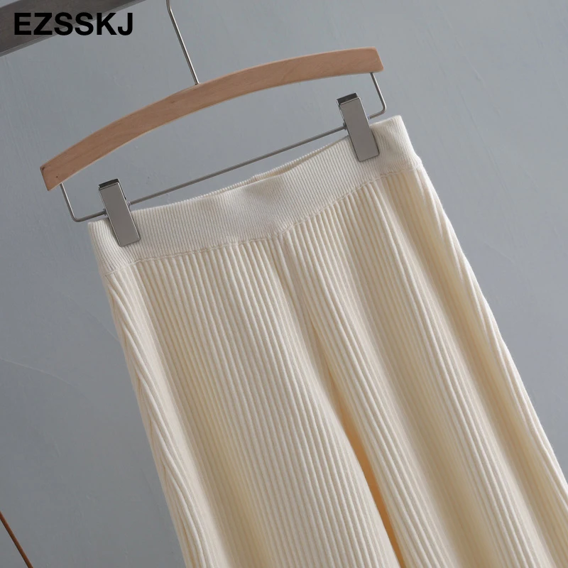 casual Elastic Waist Trousers Thick Knitted Women Harem Pants Autumn Winter Sport swear female sweater Radish pants Grandma